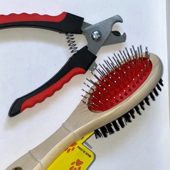 Heavy Duty Toe NAIL CLIPPERS AND Double Side Bristle Dog Cat Hair Grooming Brush - Picture 6 of 10